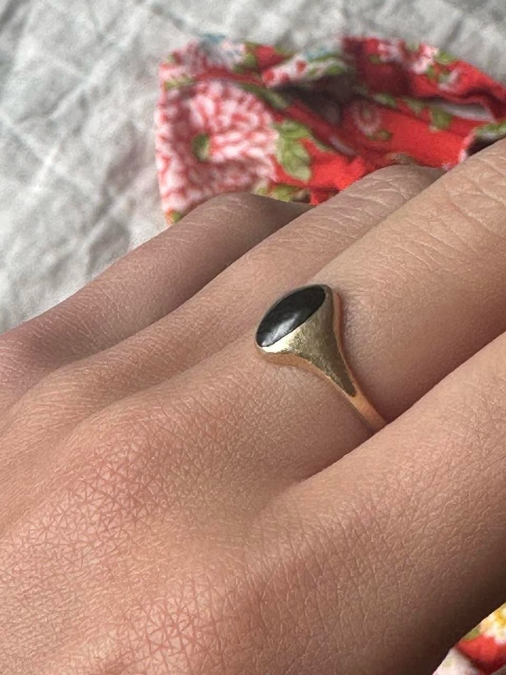 14k Gold Kabana Signet Ring with Black Onyx Accent - Women's Jewelry